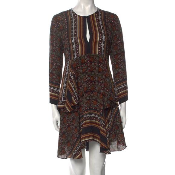 A.L.C. Vicki Scarf Paisley Print Silk Dress Handkerchief Hem 4 - Picture 4 of 9